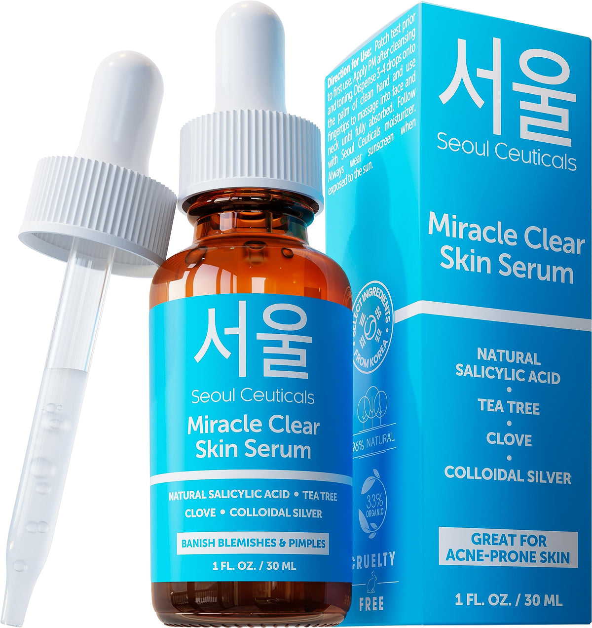 Seoulceuticals Korean Acne Serum - Salicylic Acid & Tea Tree For Acne Prone Skin, 1Oz