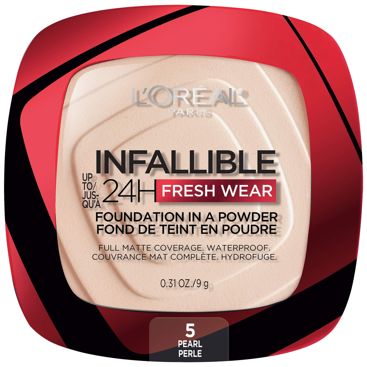 L’Oréal Paris Infallible Fresh Wear Powder Foundation, Waterproof, Pearl, 0.31 Oz.