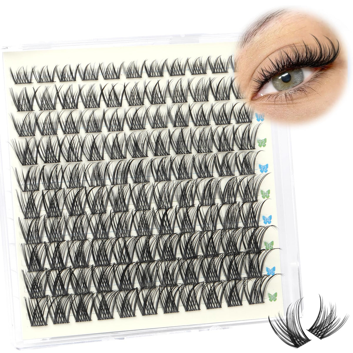 Pleell Wispy Lash Clusters - D Curl Individual Lashes, 8-16Mm Mix, Waterproof, Soft