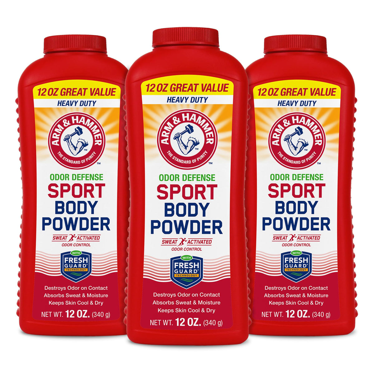 Arm & Hammer Sport Body Powder, Talc & Aluminum Free, Fresh Feeling, 12 Oz (Pack Of 3)