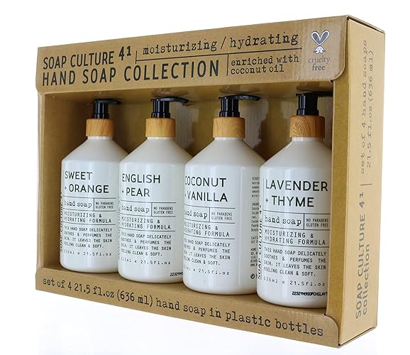 Soap Culture Hand Soap Collection - Gift Set Of 4 X 21.5 Oz Bottles, Moisturizing Cleanser