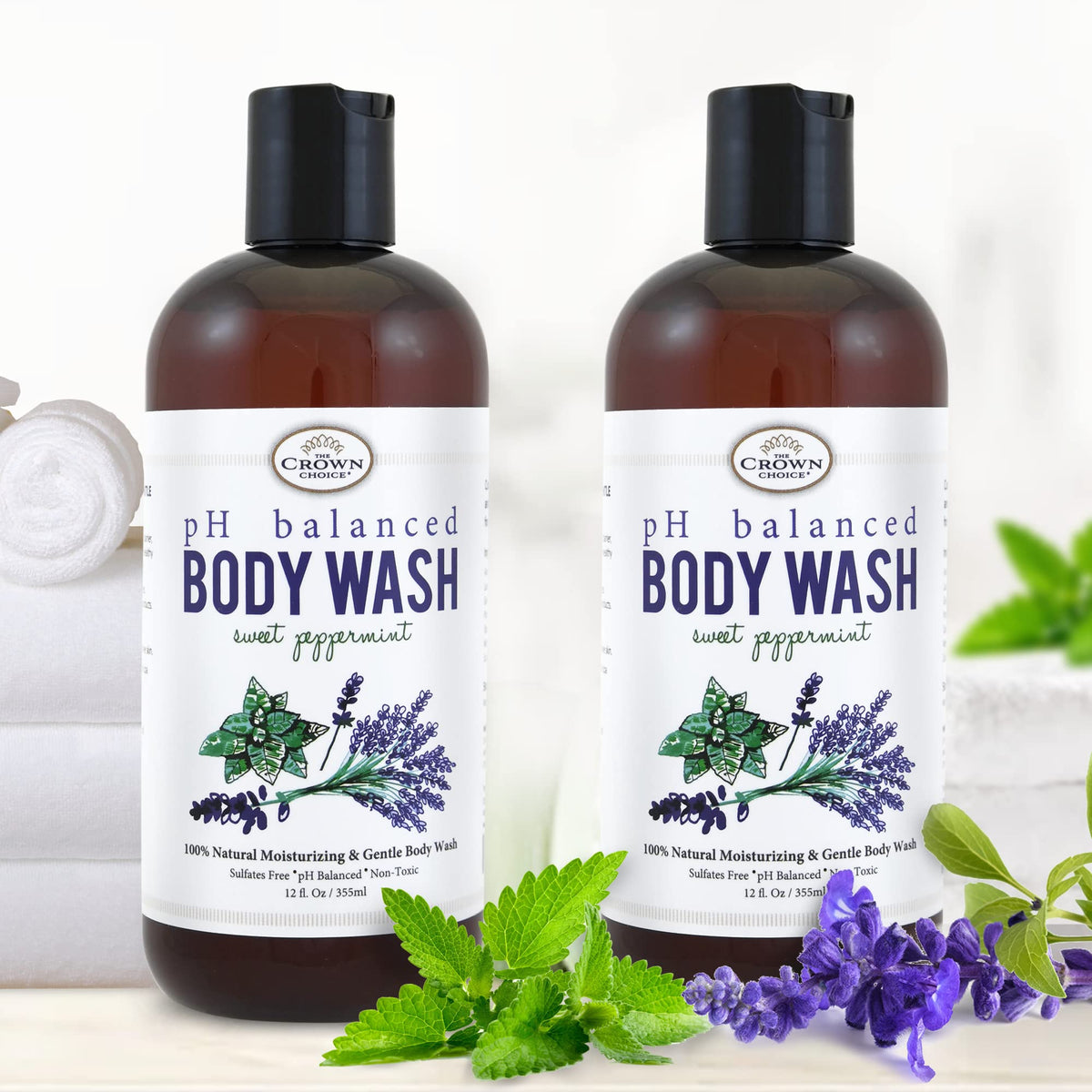 The Crown Choice All Natural Body Wash 12Oz - Ph Balanced, Sulfate Free, Sensitive Skin 2Pk