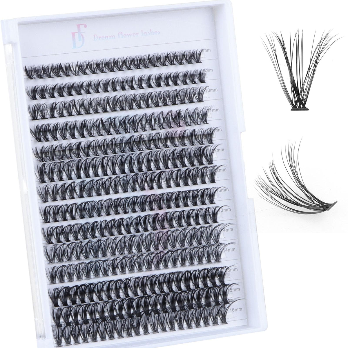 Df Touchjoy Fluffy Lash Clusters D Curl 8-16Mm, Wispy Waterproof Eyelash Extensions - Black