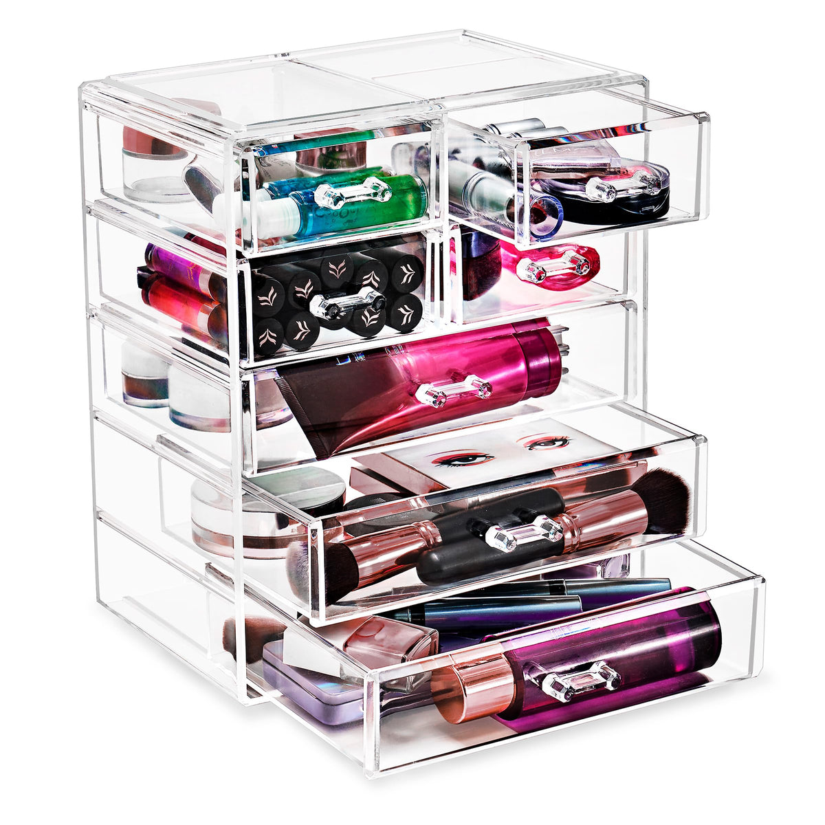 Sorbus Acrylic Makeup Organizer With 3 Large & 4 Small Drawers - Clear Cosmetic Storage Case