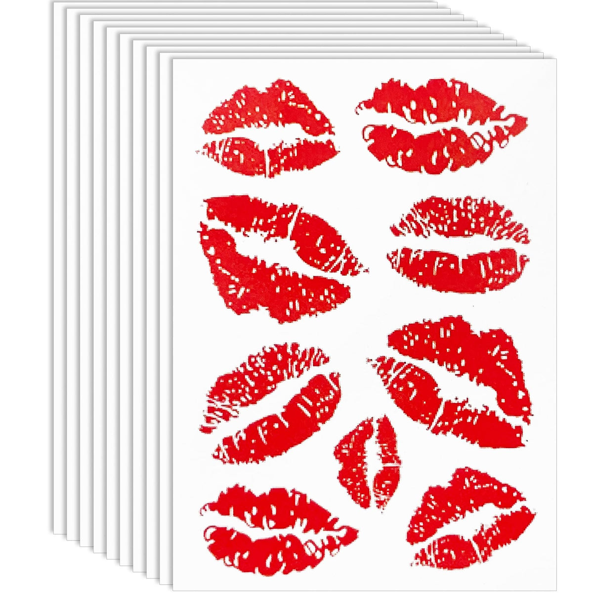 Zzxllro 10 Sheets Red Lips Temporary Tattoos - Self-Adhesive Waterproof Stickers For Valentine’S Day