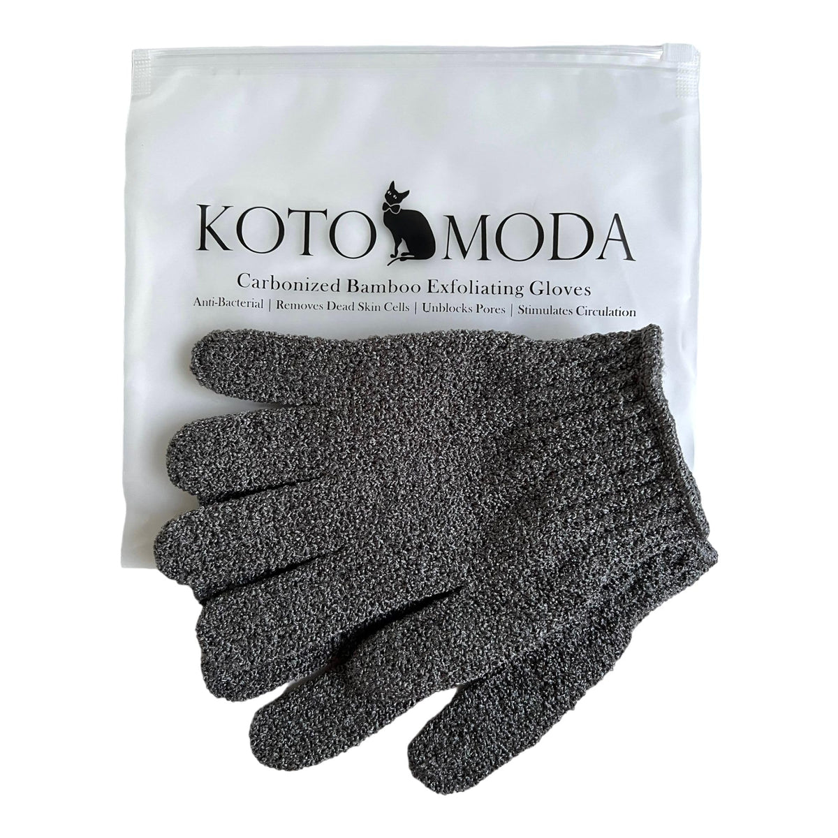 Kotomoda Charcoal Bamboo Exfoliating Gloves For Sphynx Cats - 1 Pair, Grey