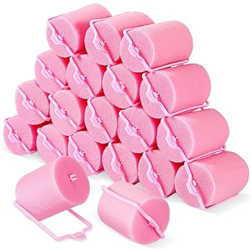 Geyoga 18 Pcs Large Pink Foam Hair Rollers, Soft Sponge Curlers for Women (1.9 x 2.