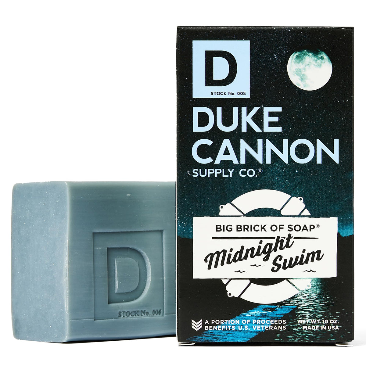 Duke Cannon Big Brick of Soap - Midnight Swim 10 oz Men's Soap Bar, Refreshing Aquatic Scent