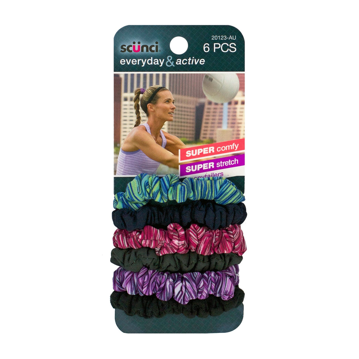 Scunci Ultra Mini Twisters - 6 ct Space Dye/Solid Hair Ties in Berry