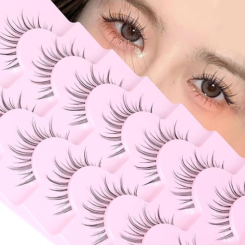 Eydevro Manga Lashes - Natural Look Anime Eyelashes, Clear Band, Synthetic Mink Fur, Cosplay