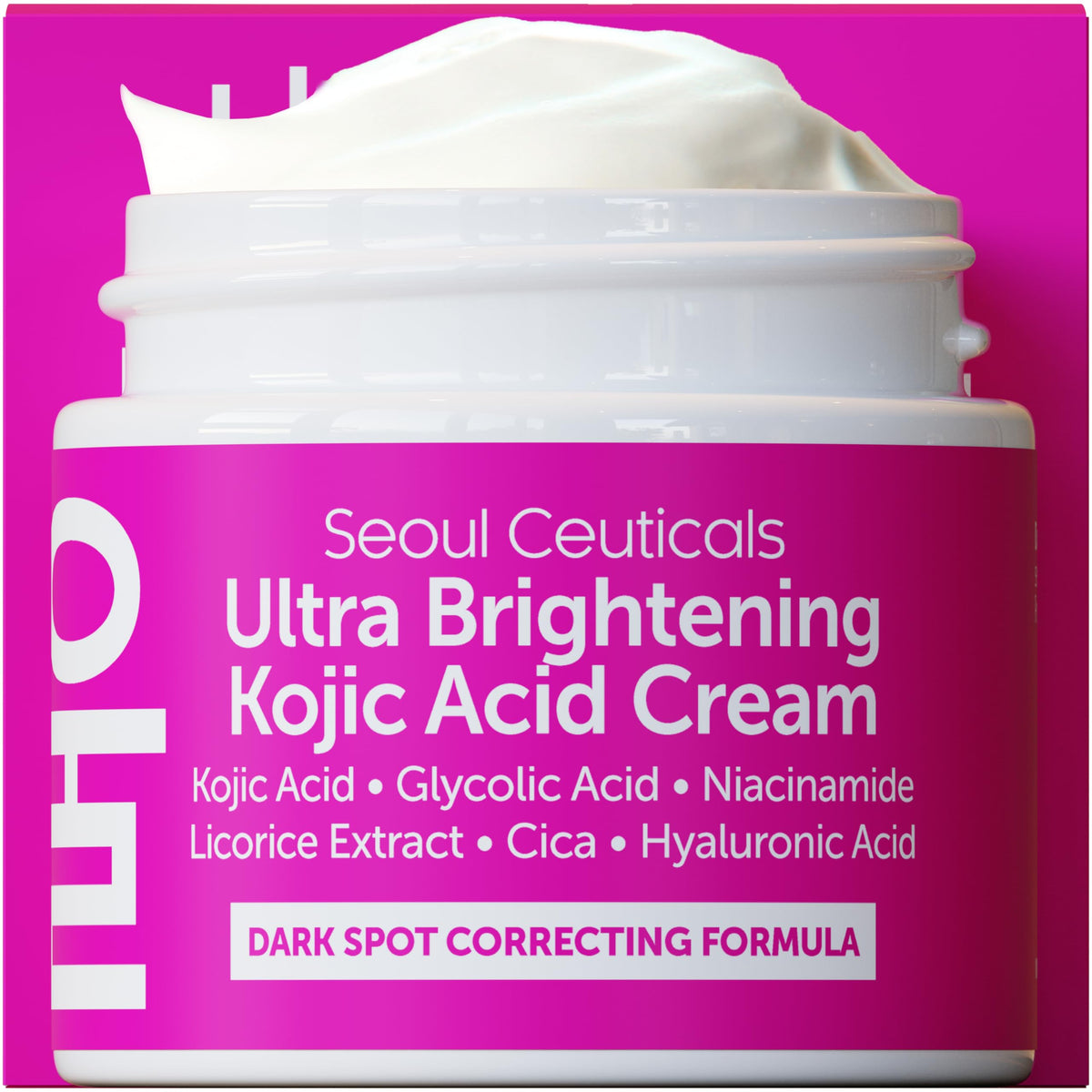 Seoulceuticals Kojic Acid Cream - Dark Spot Remover With Glycolic Acid & Niacinamide, 2Oz