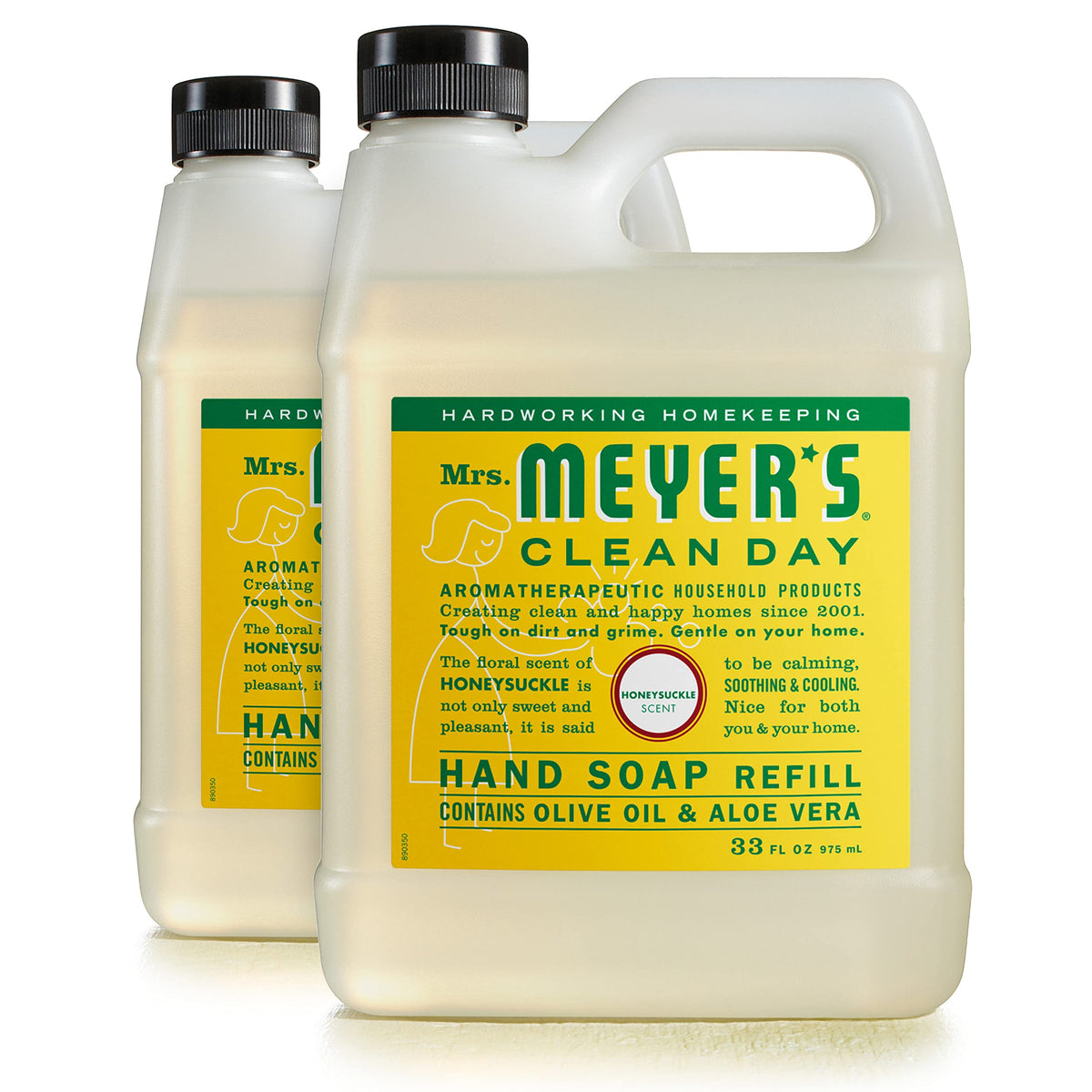 Mrs. Meyer'S Clean Day Hand Soap Refill, Biodegradable Honeysuckle, 33 Fl Oz (2-Pack