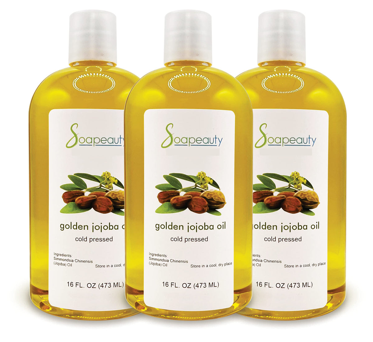 Soapeauty 100% Natural Golden Jojoba Oil - Cold Pressed, 48 Fl Oz for Skin & Hair Growth