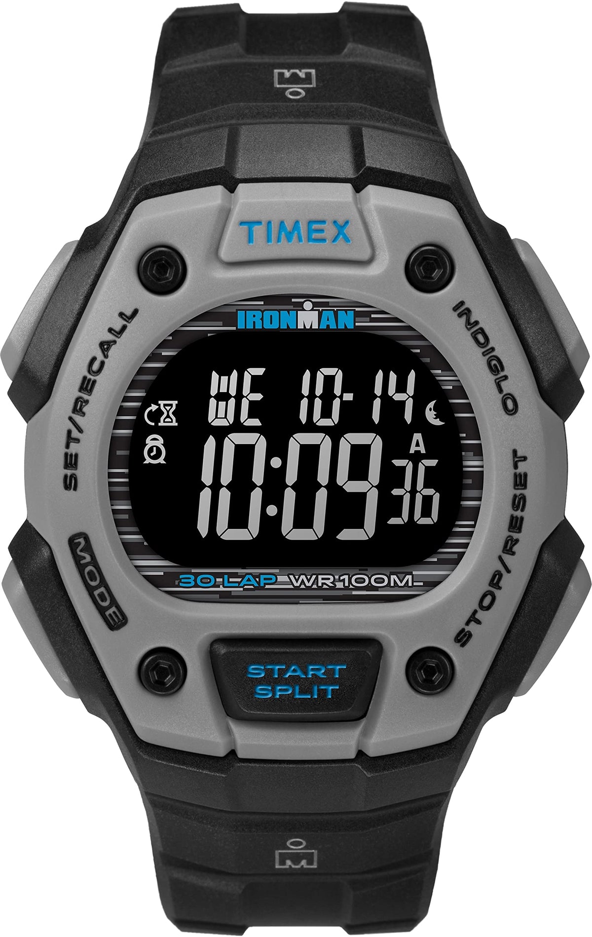 Timex Ironman Triathlon Classic 30 Watch - Black Resin Strap, Negative Display, 38Mm