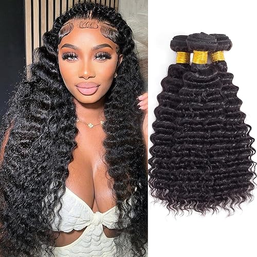 FASHION VILA 12A Brazilian Deep Wave Human Hair Bundles 14 16 18&quot; Unprocessed Remy Extensions