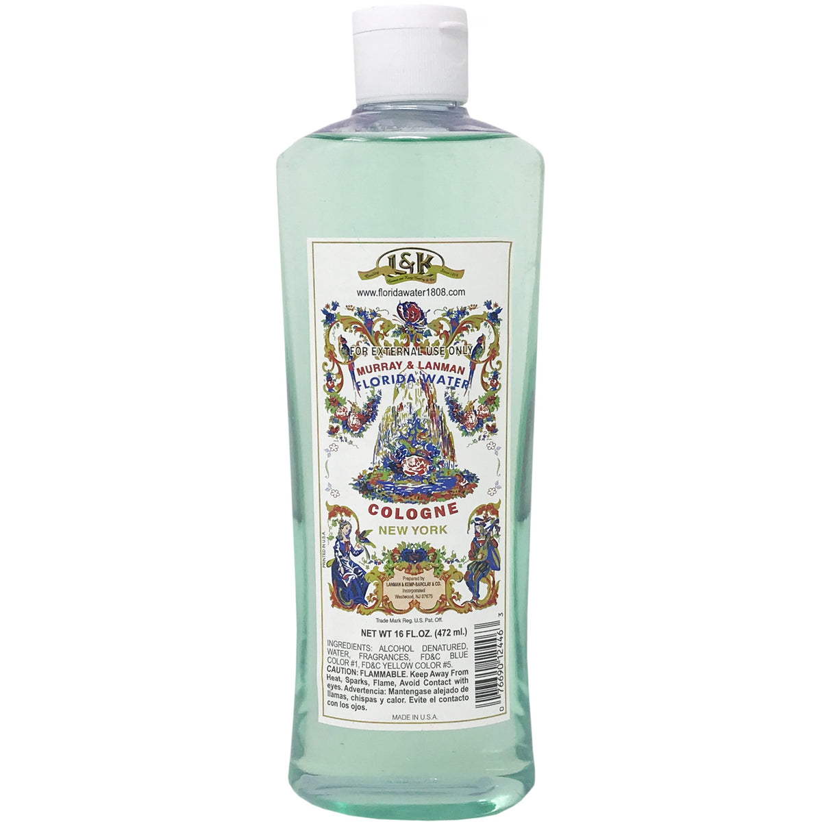 Murray & Lanman Florida Water, 16 Fl Oz - Refreshing Herbal Scent, Ideal for Spiritual Cleansing and Aromatherapy