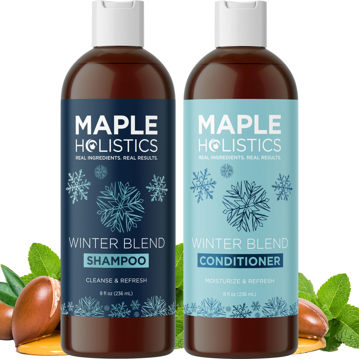 Maple Holistics Hard Water Shampoo & Conditioner Set - Sulfate Free, Mint Oils, 8 Fl Oz (Pack Of 2