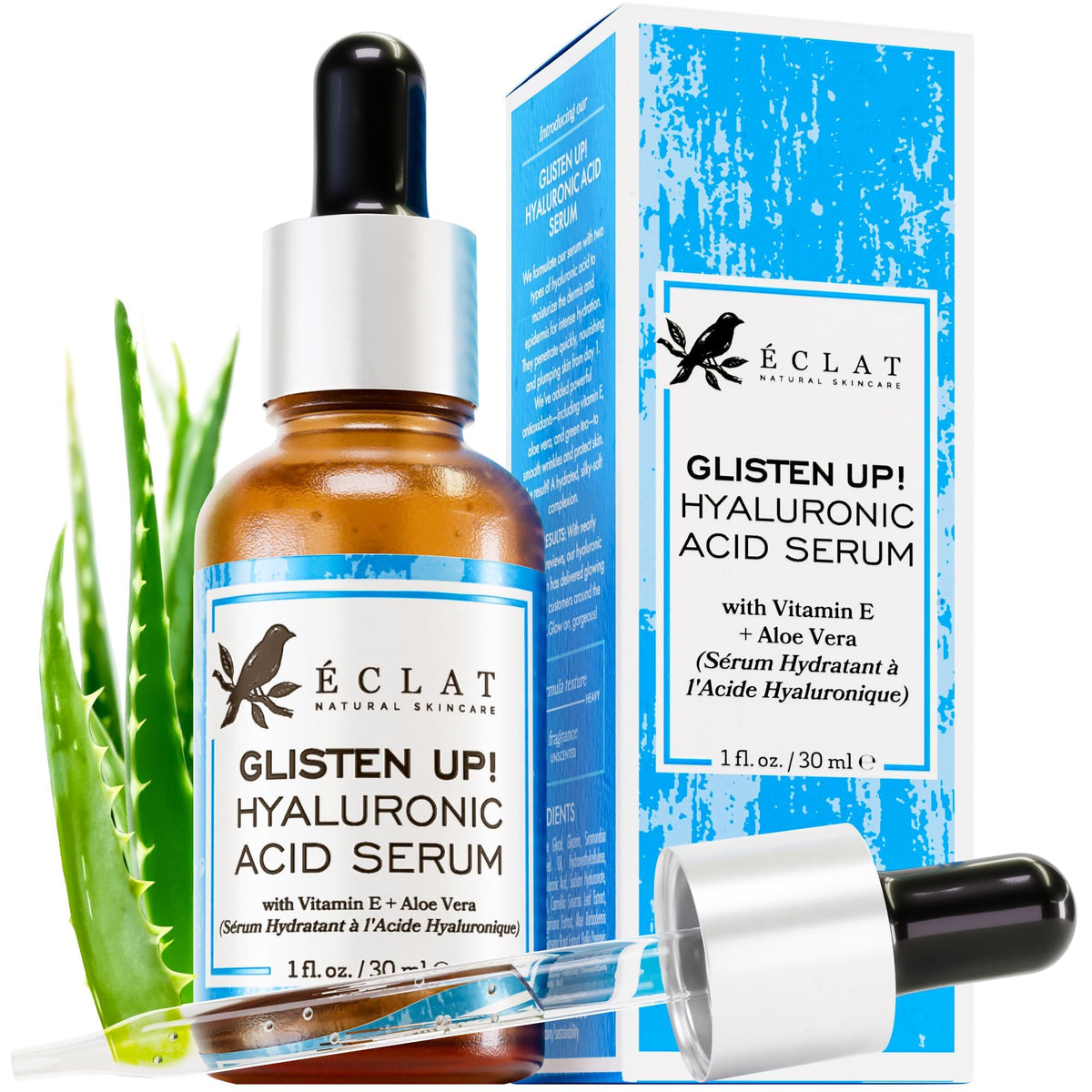 Eclat Skincare Hyaluronic Acid Serum 2.5% + 3% B5, Anti-Aging, Hydrating,