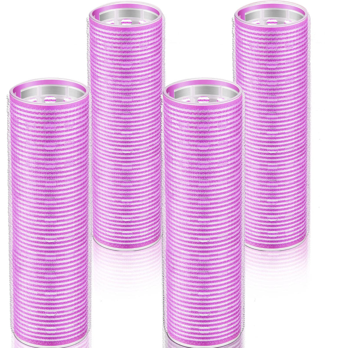 WILLBOND 4 Pcs Purple Long Hair Rollers, Aluminum Core Thermal Self Grip Curlers for Women