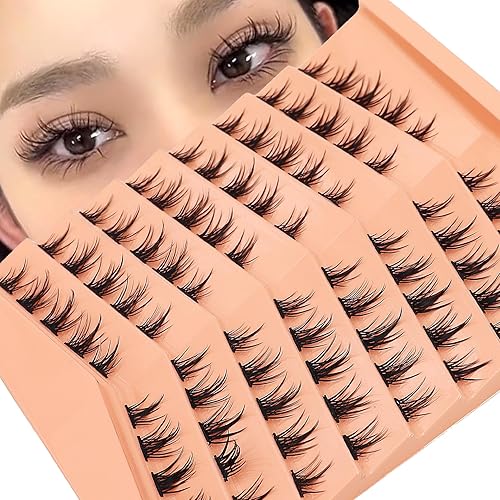 Veleasha 80PCS Manga Lash Clusters - Wispy Faux Mink Individual Eyelash Extensions for DIY Natural Look