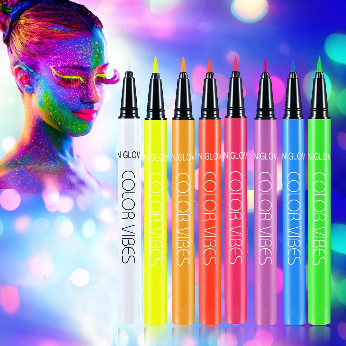 Ccbeauty 8 Colors Liquid Face Paint Set - Waterproof Neon Eye Liner & Body Painting Kit