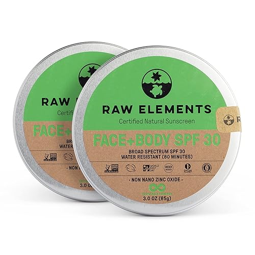 Raw Elements Spf 30+ Natural Sunscreen 3Oz (2-Pack) | Water Resistant, Reef Safe, Cruelty Free