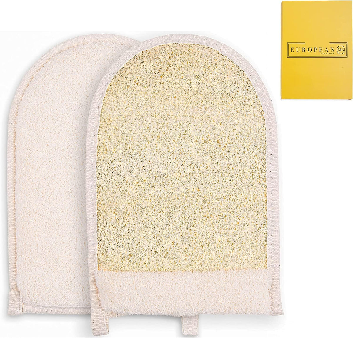 European M6 Loofah Exfoliating Body Scrubber - Dual-Sided Large Bath Sponge For Men & Women