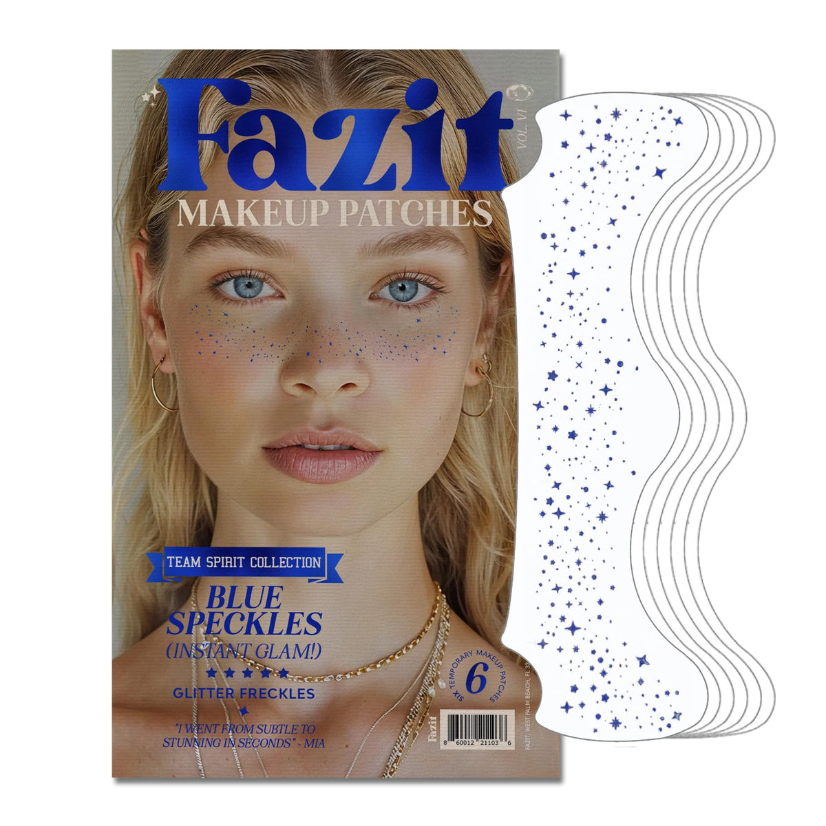 Fazit Waterproof Face Makeup Patches - Blue Speckles For Women - 6 Count