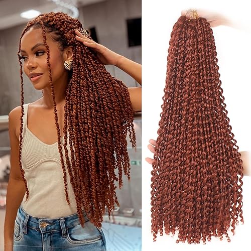 Zrq 24&quot; Copper Red Water Wave Passion Twist Crochet Hair, 2 Packs Synthetic Extensions #350