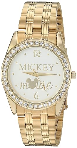 Disney Mickey Mouse Gold Glitz Analog Quartz Bracelet Watch For Adults