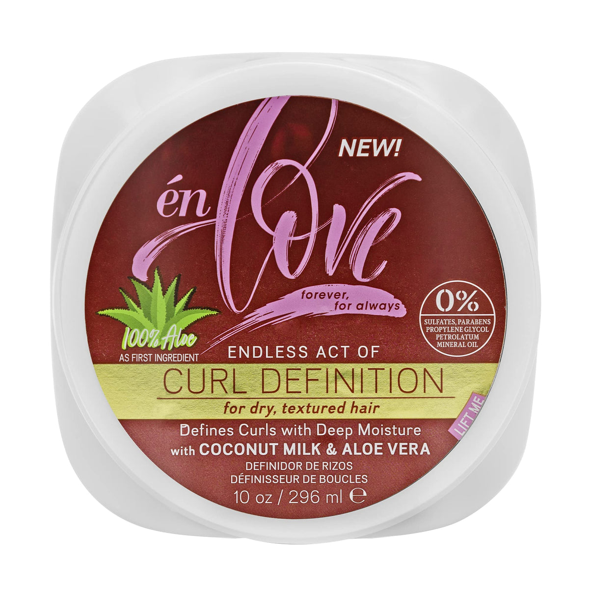 Én Love Curl Definition Cream With Coconut Milk & Aloe Vera - Anti-Shrinkage, Flake Free, 10 Oz