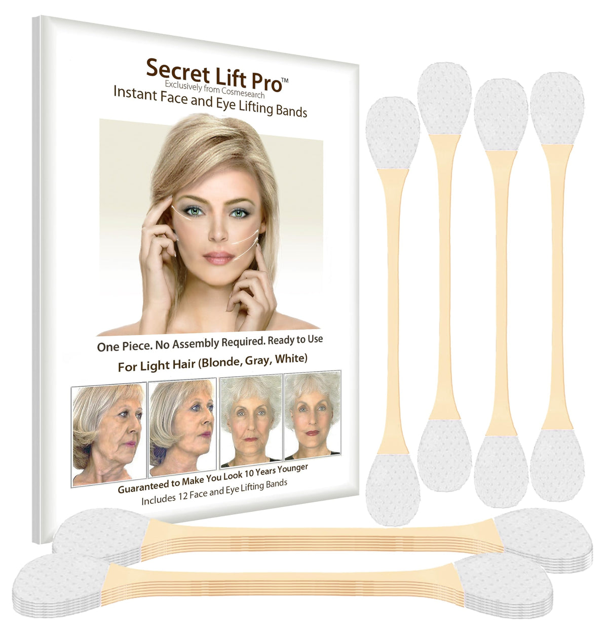 Secret Lift Pro Face & Eye Lift Tapes - Pre-Assembled, One Size (Light Hair) By Cosmesearch, Inc.