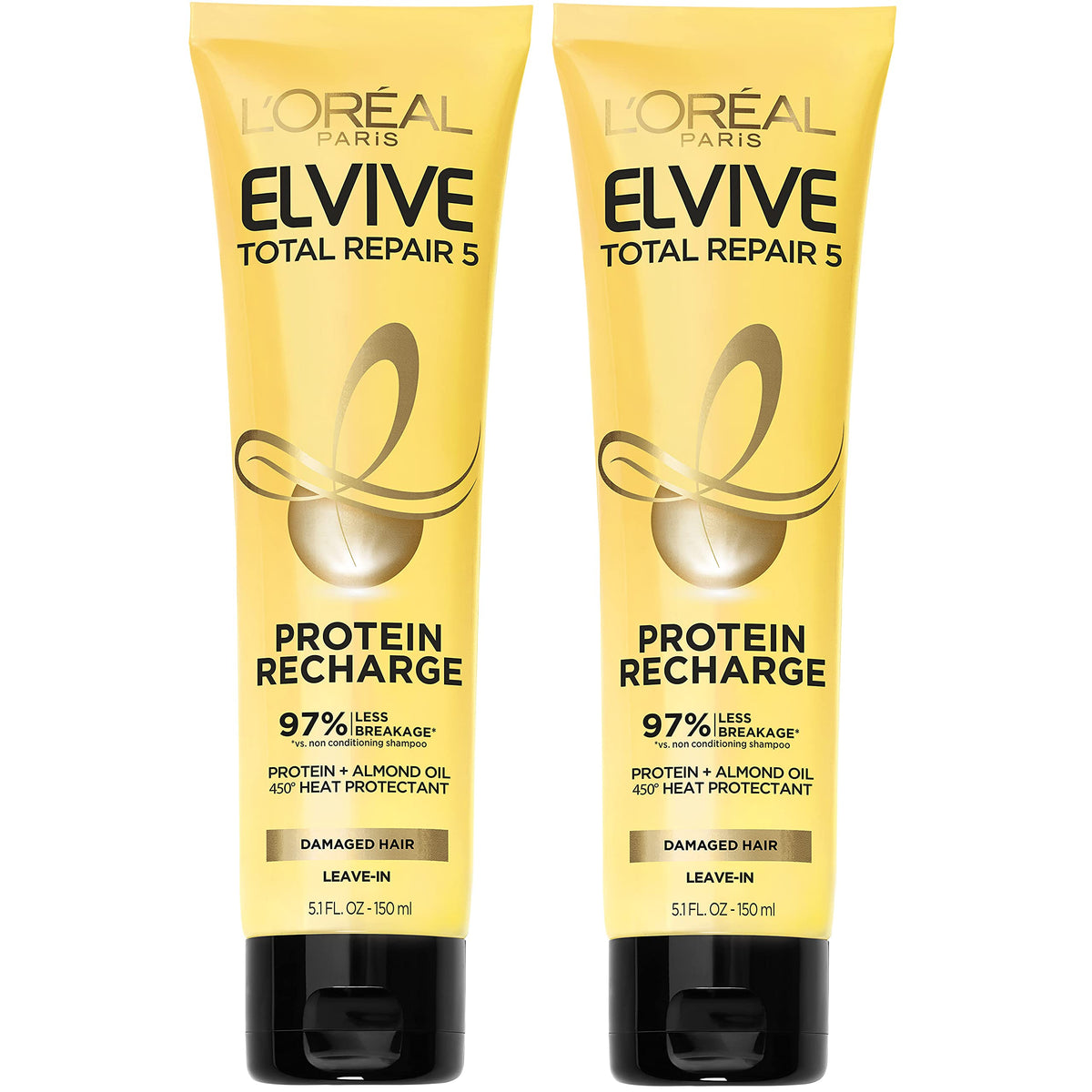 L'Oreal Paris Elvive Total Repair 5 Leave In Conditioner & Heat Protectant, 2 Pack (5.1 Oz)