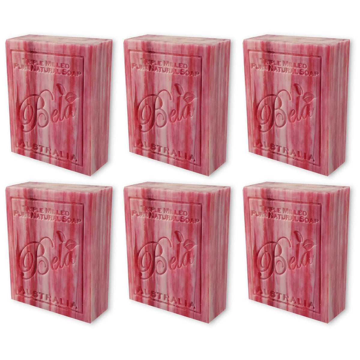 Bela Pure Pomegranate Triple Milled Moisturizing Soap Bars, 6 Pack - No Harsh Ingredients, 3.3 Oz