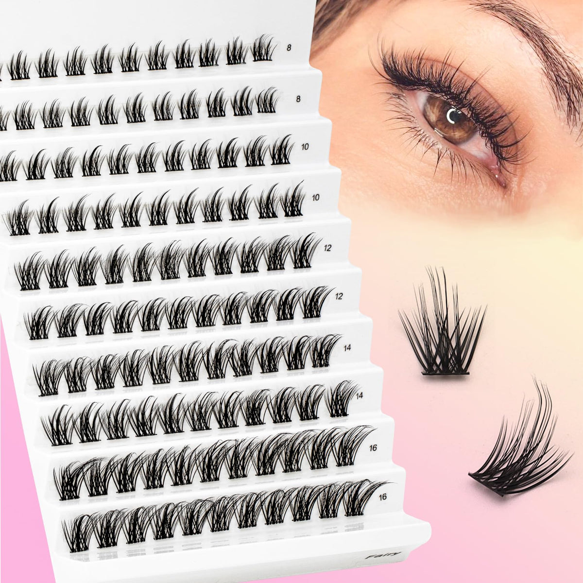 Veleasha 110PCS DIY Lash Clusters, D Curl Wispy Eyelash Extensions, Natural Look, Black