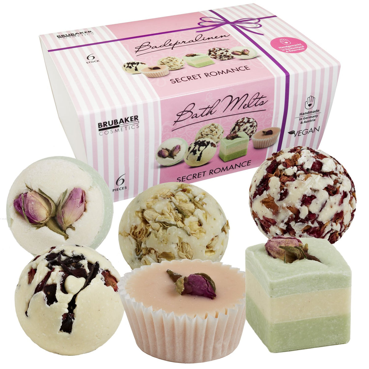 Brubaker Handmade Spa Bath Bombs - 6 Vegan Organic Bath Melts For Moisturizing Dry Skin