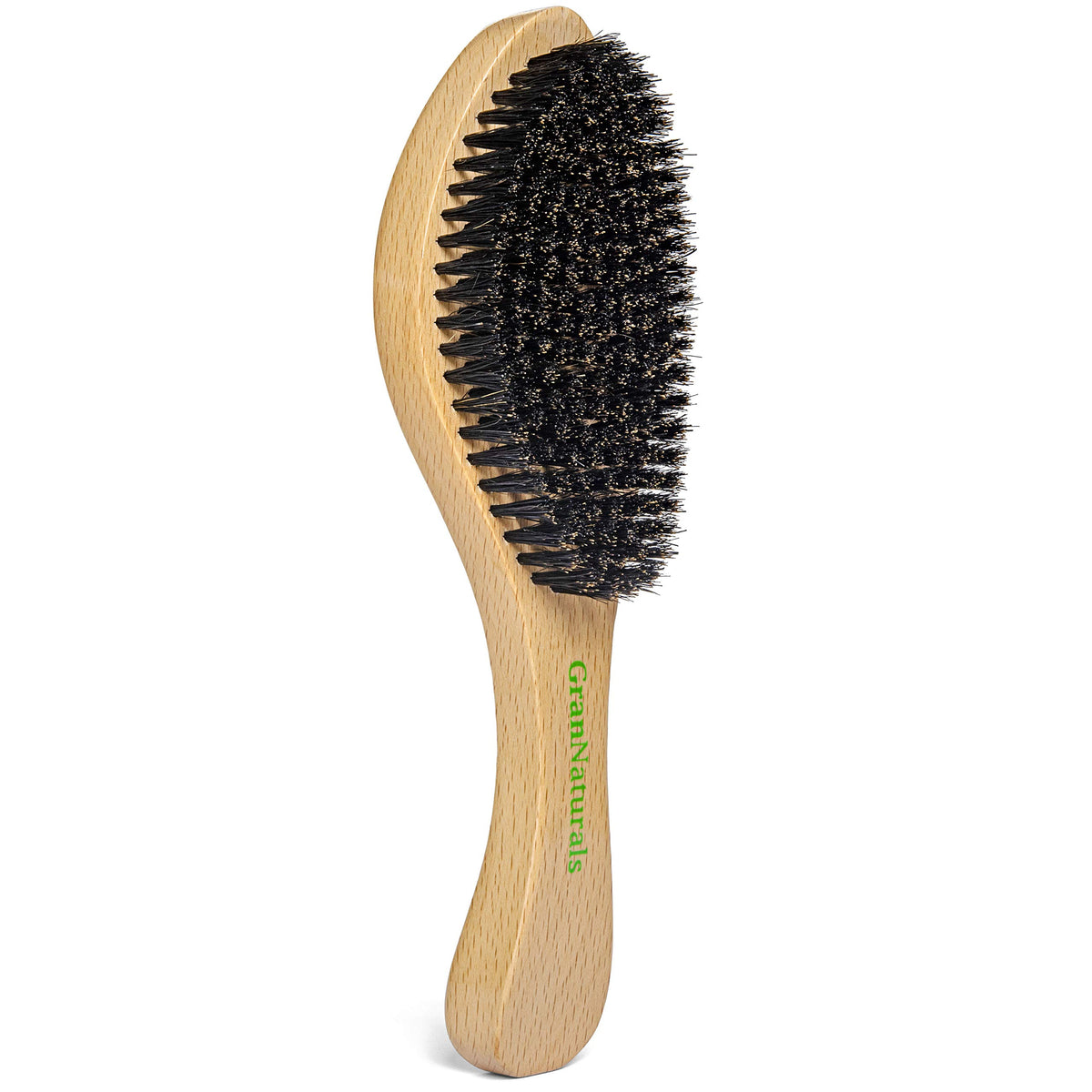 GranNaturals Curved Boar Bristle Hair Brush for 360 Waves & Slick Back - Medium Wave Brush