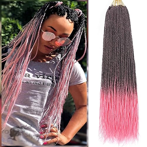 Zrq Crochet Hair 26 Inch Ombre Senegalese Twist - 8 Packs For Black Women, Hot Water Setting