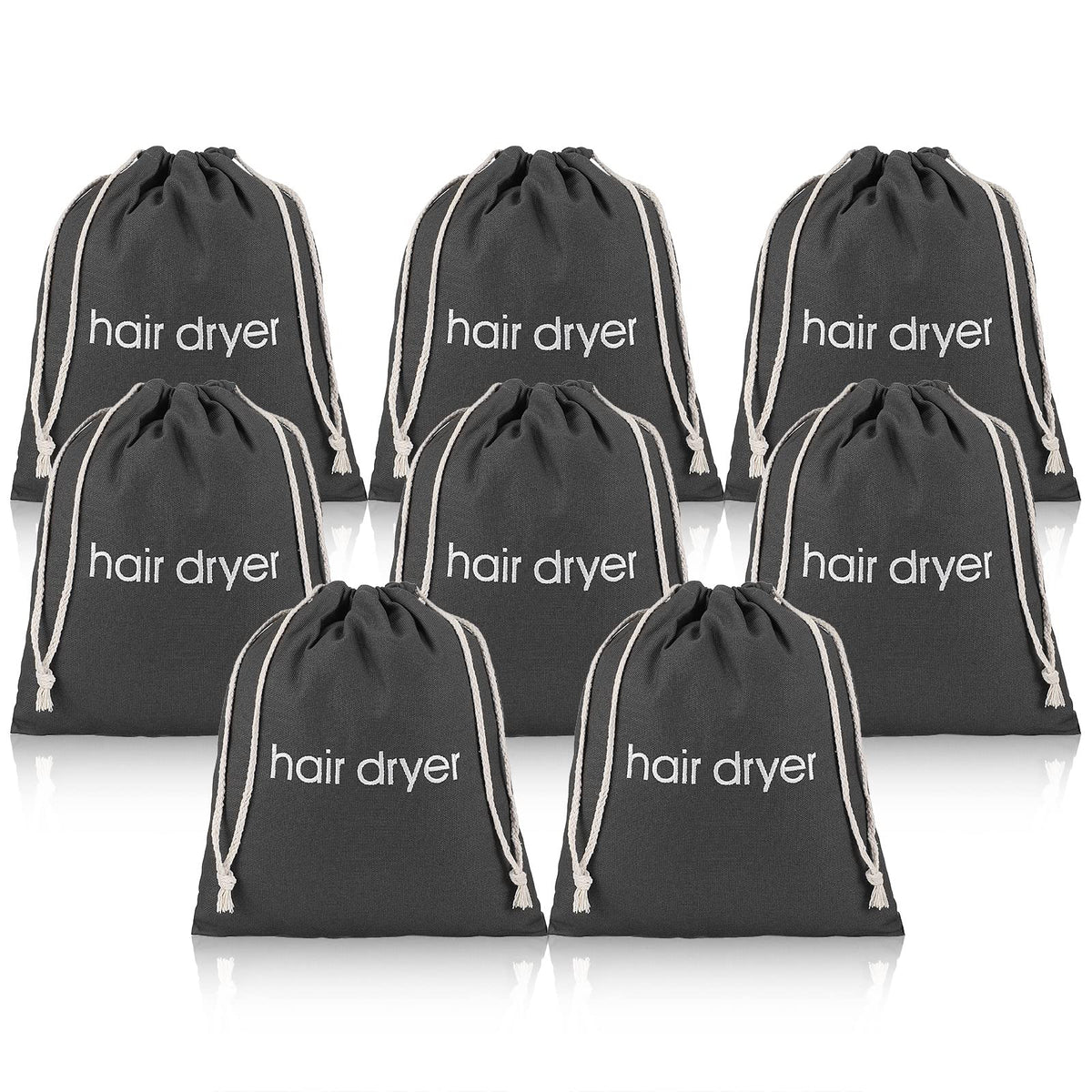 Erkxd Hair Dryer Bags - 8 Pack Drawstring Storage For Travel & Bathroom - Grey