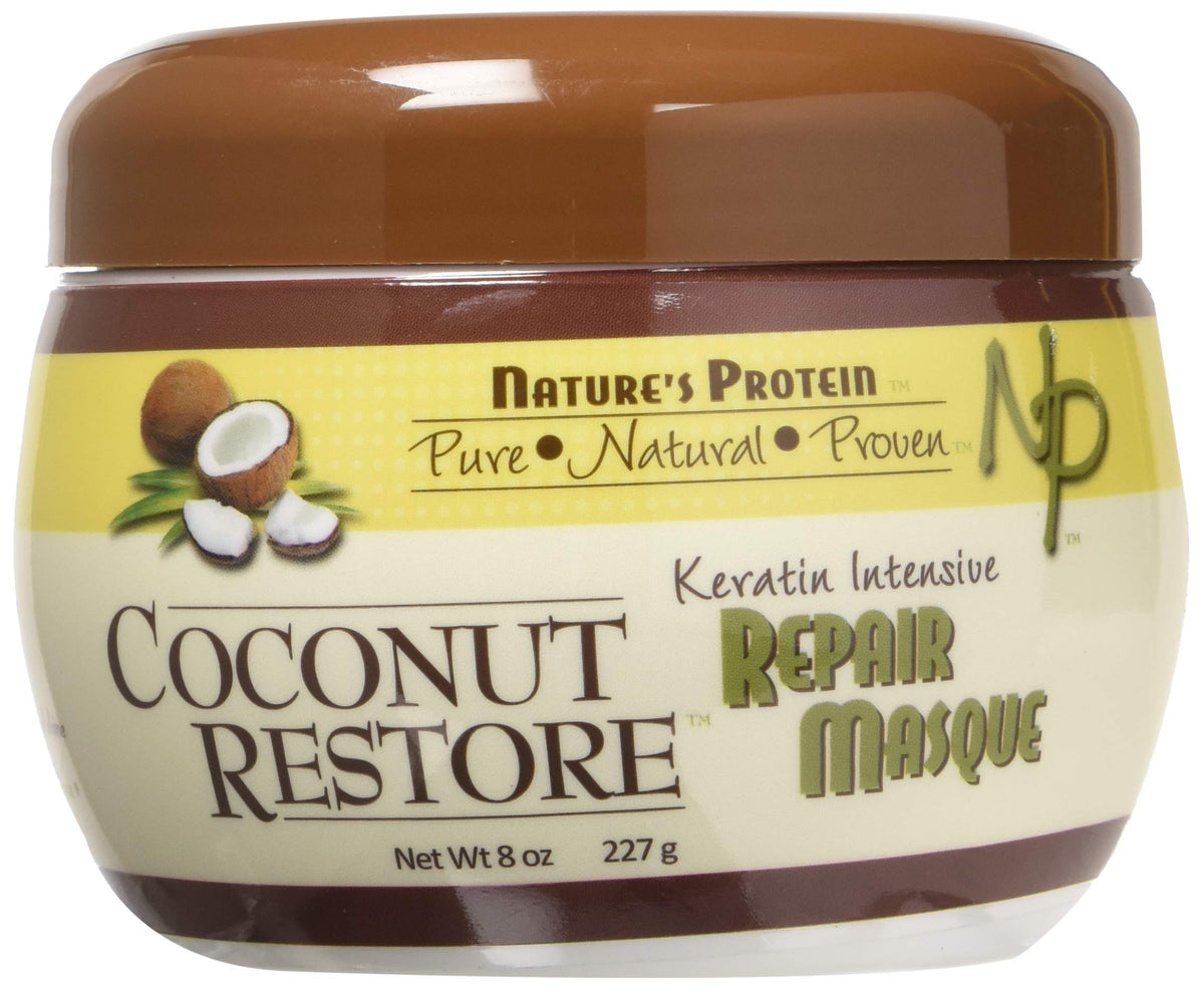 Nature'S Protein Coconut Restore Keratin Masque - Intensive Repair, 8Oz