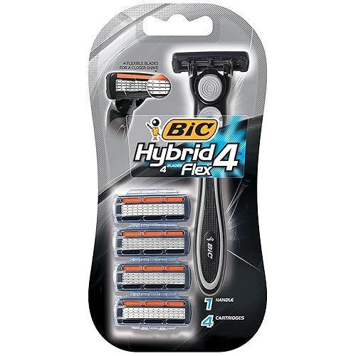 Bic Hybrid 4 Flex Disposable Razor With 1 Handle And 4 Cartridges, Black