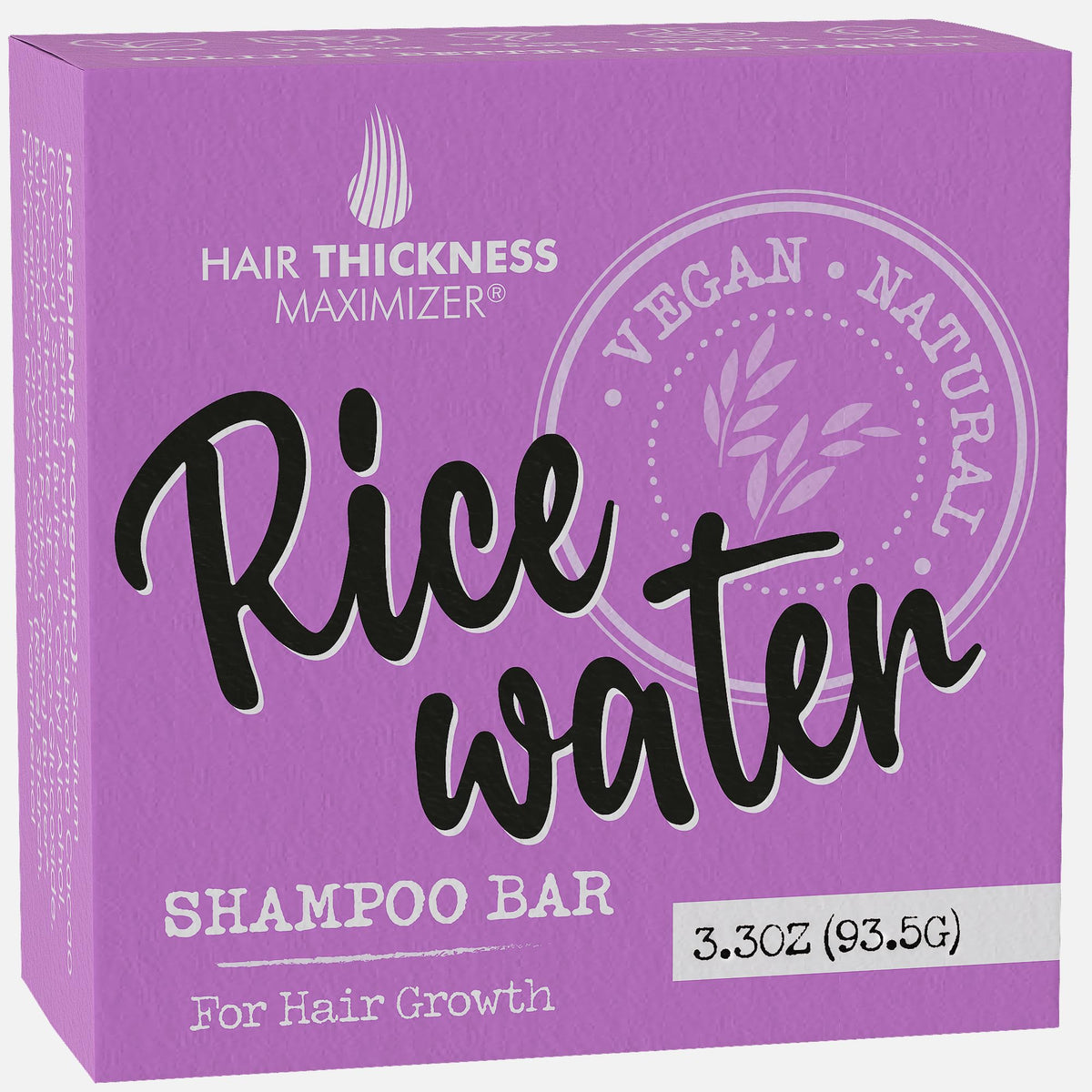 Hair Thickness Maximizer Rice Water Shampoo Bar - Eco-Friendly, Vegan, Moisturizing, Color Safe 3.3Oz