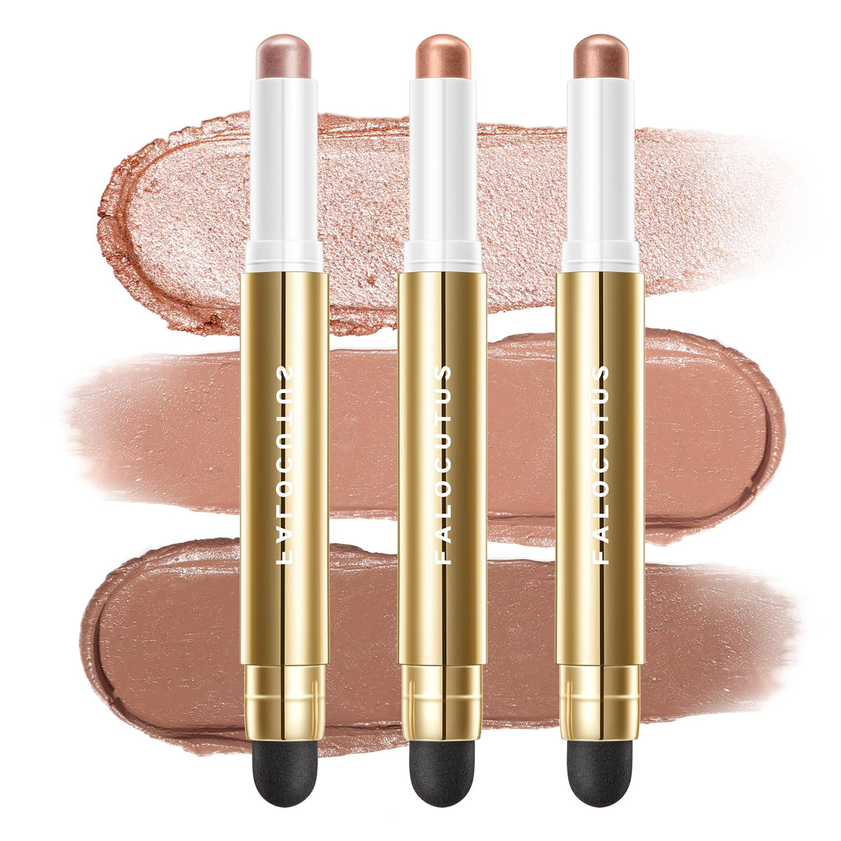 Falocutus 3 Pcs Gel Eyeshadow Stick - Waterproof Cream Matte & Shimmer Pencil, M-Dancing Petals