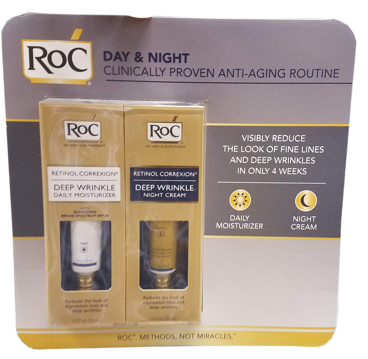 Roc Deep Wrinkle Moisturizer & Night Cream Set With Spf 30 - 2 Fl Oz Total