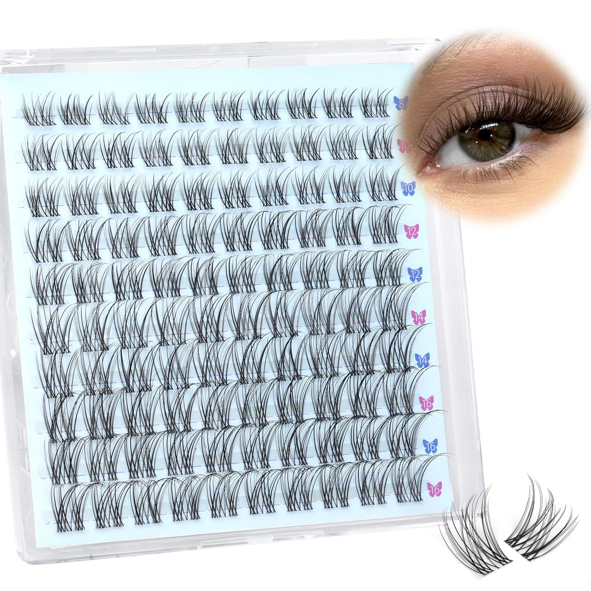 Pleell Wispy Lash Clusters – Natural Individual Lashes, 8-16Mm, Cd Curl, Waterproof, Reusable