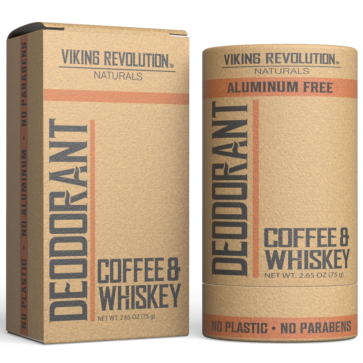 Viking Revolution Aluminum-Free Coffee-Whiskey Deodorant For Men - Stain & Baking Soda-Free 2.65Oz