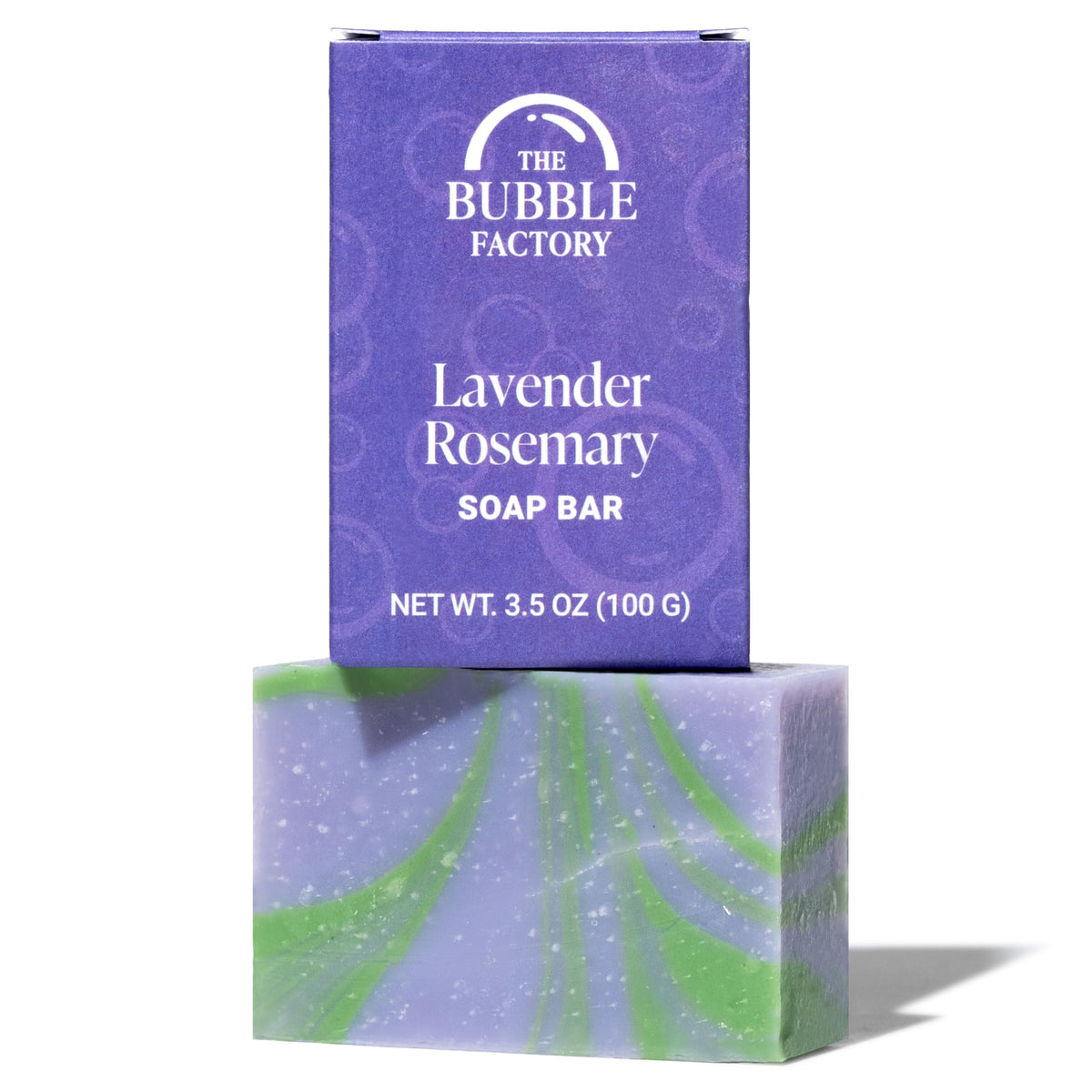 The Bubble Factory Lavender Rosemary Handmade Soap, All Natural Vegan Bar, 3.5 Oz