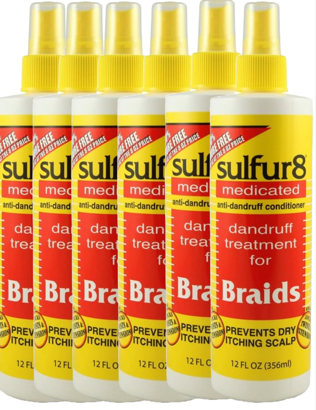 Sulfur 8 Dandruff Treatment Spray For Braids, 12 Oz (Pack Of 6) - Effective Scalp Relief