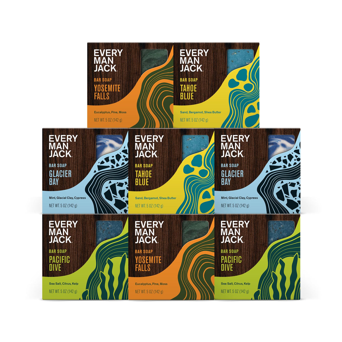 Every Man Jack Cold Plunge Bar Soap Set - 8 Bars, Deeply Cleans & Hydrates, Iconic Scents