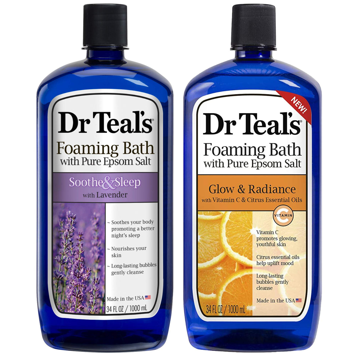 Dr. Teal'S Foaming Bath Gift Set, 34Oz (2 Pack) - Lavender & Vitamin C, Epsom Salt